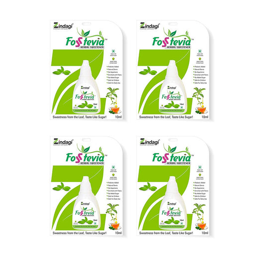 Zindagi FosStevia Liquid - Natural Stevia Liquid Drops - Sugar-Free Sweetener (200 Servings) Pack of 4- SHTZ1002