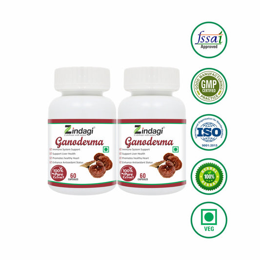 Zindagi Ganoderma Pure Extract Capsules - Helpful In Weight Loss - Increase Energy Stamina (60 Capsules) - SHTZ1016