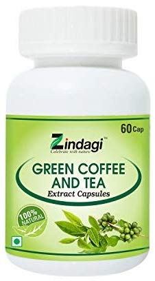 Zindagi Green Coffee & Tea Capsules - Natural Green Coffee & Green Tea Extract For Weight Loss (60 Capsules)  - SHTZ1029