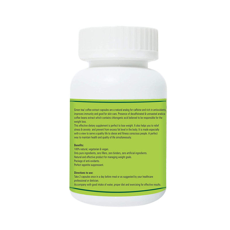 Zindagi Green Coffee & Tea Capsules - Natural Green Coffee & Green Tea Extract For Weight Loss (60 Capsules)  - SHTZ1029