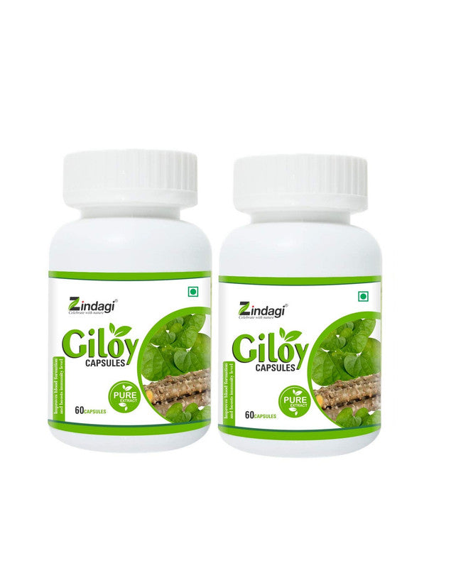 ZINDAGI Giloy Capsules - Immunity Booster - Pure Giloy Leaves And Stem Extract Capsules (60 Capsules) - SHTZ1013