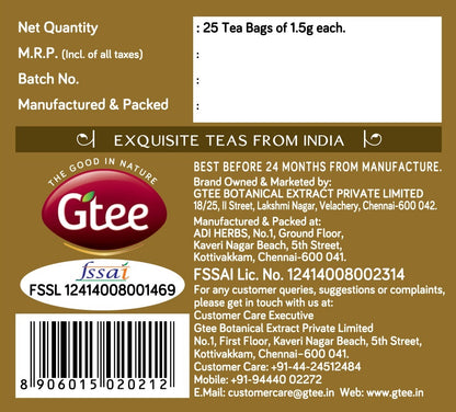 GTEE Green Tea Bags, Ginseng Root , 25 Tea Bags-SHN1004