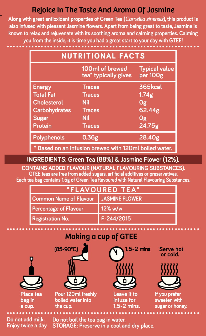 GTEE Jasmine Tea Bags, 25 Tea Bags-SHN1012