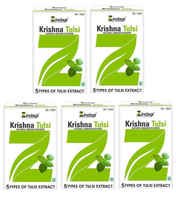 Zindagi Krishna Tulsi Ras - Punch Tulsi Liquid Extract - 100% Natural & Pure Tulsi Drops - SHTZ1032