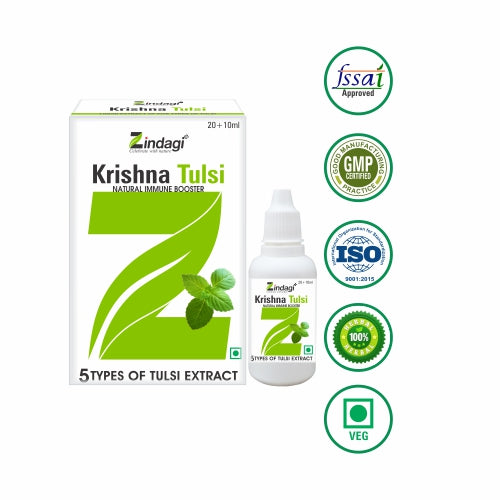 Zindagi Krishna Tulsi Ras - Punch Tulsi Liquid Extract - 100% Natural & Pure Tulsi Drops - SHTZ1032