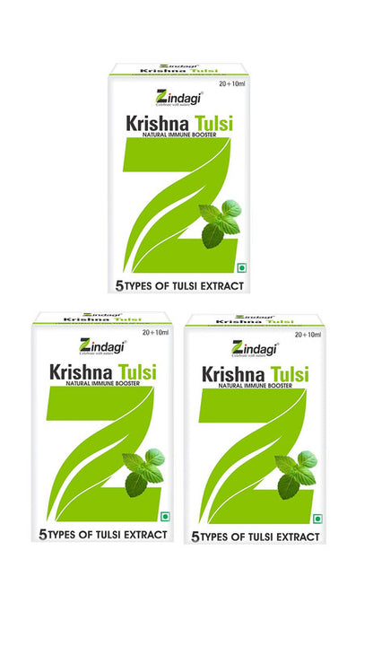 Zindagi Krishna Tulsi Ras - Punch Tulsi Liquid Extract - 100% Natural & Pure Tulsi Drops - SHTZ1032