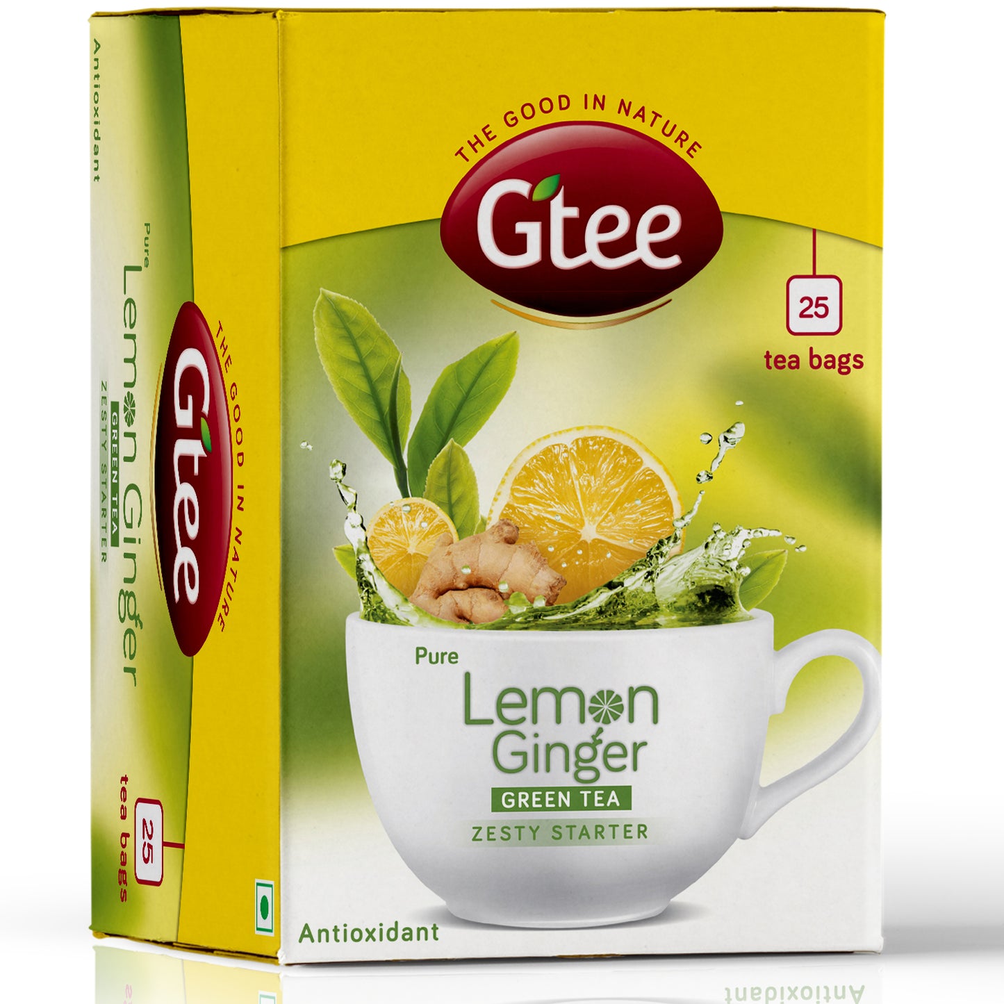 GTEE Green Tea Bags, Lemon & Ginger , 25 Tea Bags-SHN1005