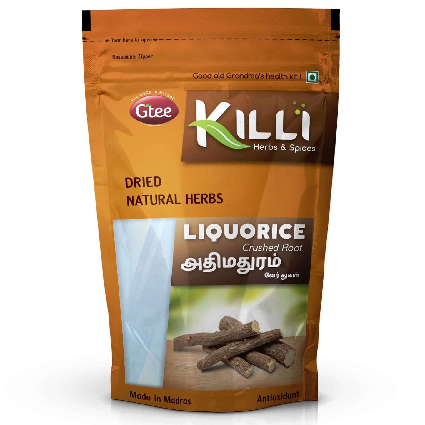 KILLI Liquorice | Adhimadhuram | Mulethi | Irattimadhuram | Yashtimadhu Root Crushed, 100g-SHN1050