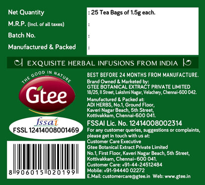 GTEE Green Tea Bags, Moringa , 25 Tea Bags-SHN1007