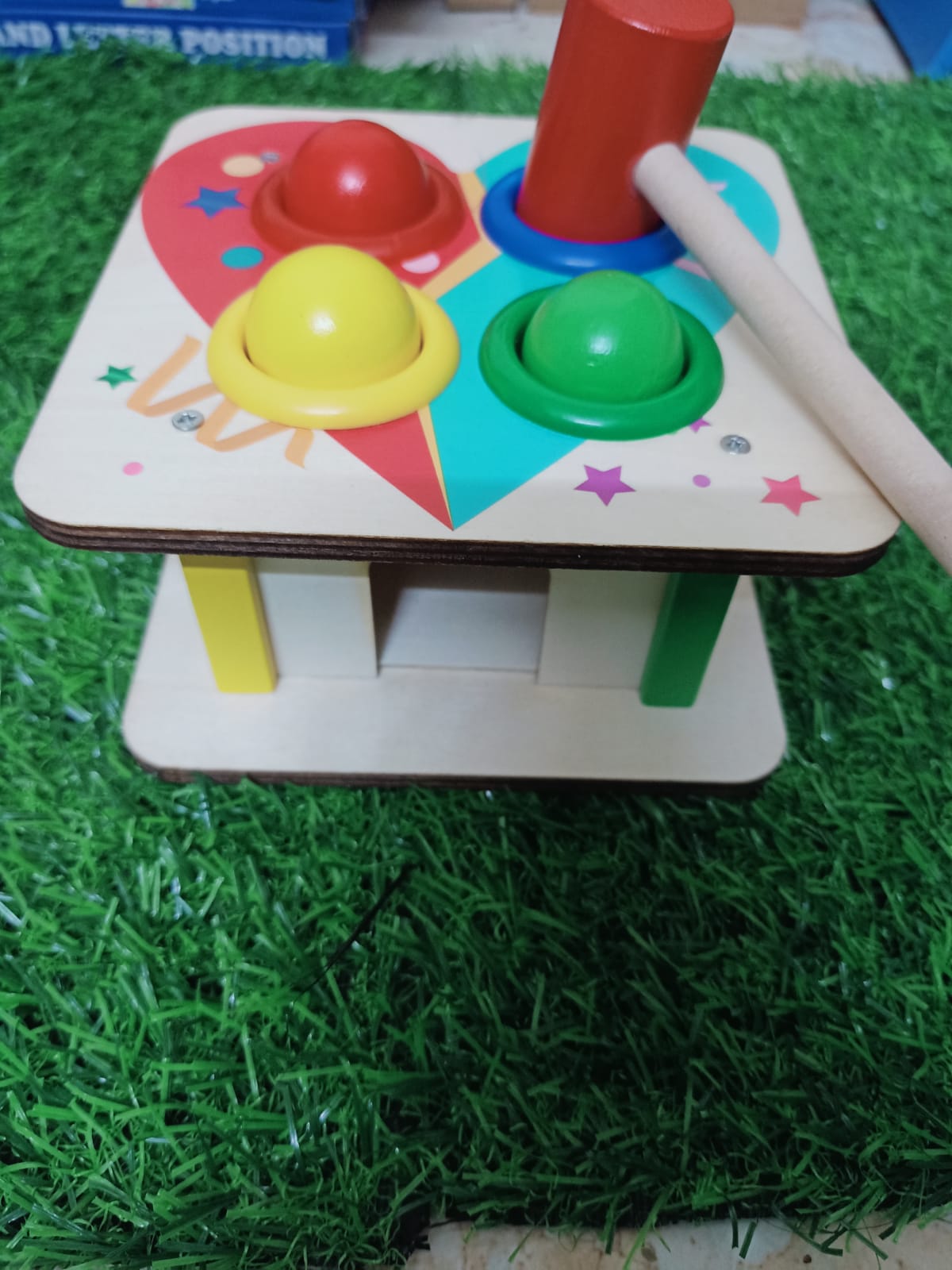 Wooden Hammer Ball Knock Pounding Bench with Box Case for Kids-SHTM1095