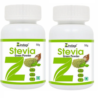 Zindagi Stevia Dried Leaf Green Powder - Stevia Natural Sweetener - Sugar-Free (50 gm) - SHTZ1009
