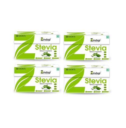 Zindagi Stevia Sachets - 100% Natural Sweetener - Pure Stevia Sugar Sachets - Sugar-Free - (50Sachets Each) - SHTZ1005