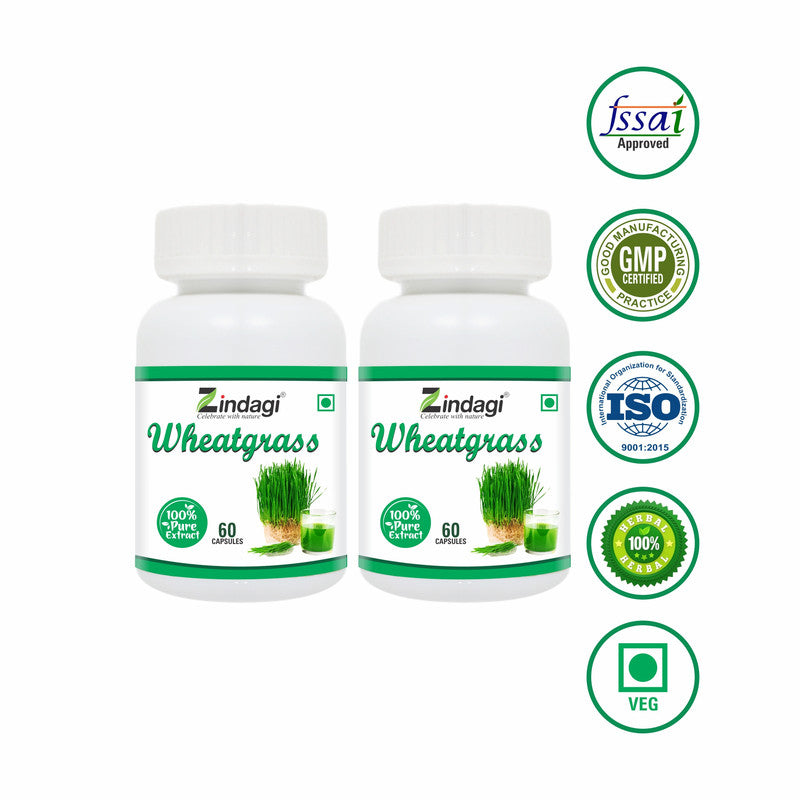 Zindagi Wheatgrass Extract Capsules - Natural Immunity Booster - For Healthy Body - (60 Capsules)  - SHTZ1028