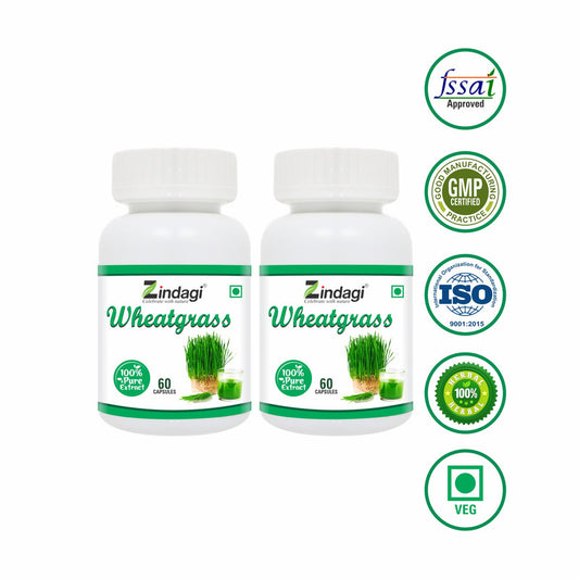 Zindagi Wheatgrass Extract Capsules - Natural Immunity Booster - For Healthy Body - (60 Capsules)  - SHTZ1028