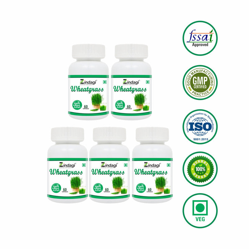 Zindagi Wheatgrass Extract Capsules - Natural Immunity Booster - For Healthy Body - (60 Capsules)  - SHTZ1028